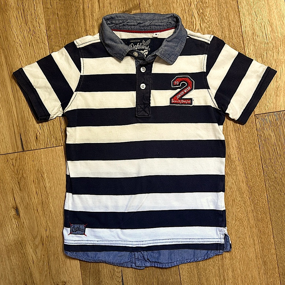 Oakland striped polo blue and white size 6